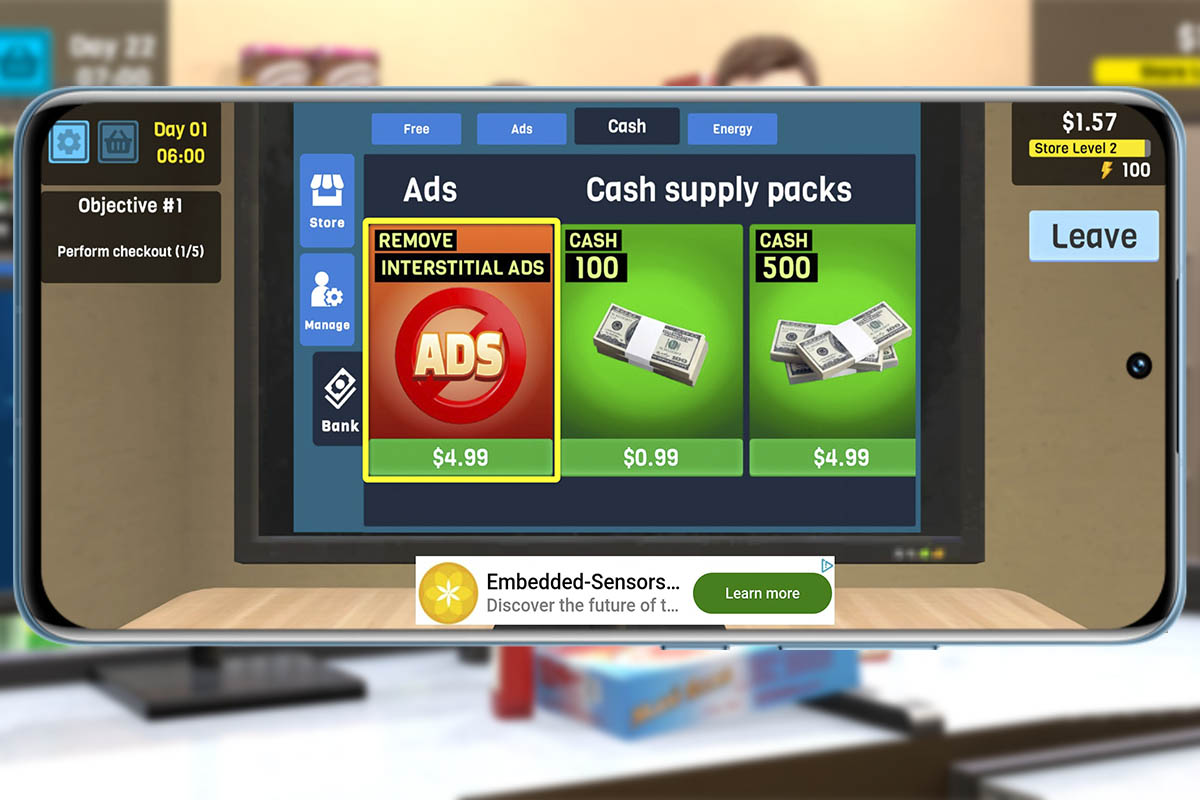 Cómo evitar los anuncios de publicidad de Manage Supermarket Simulator gratis: Versión Premium
