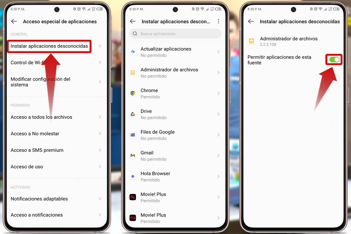 Cómo otorgar los permisos de instalación de fuentes desconocidas para Android
