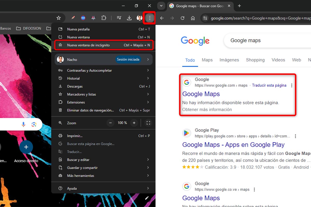 Pasos para activar el modo incógnito de Google Maps desde PC