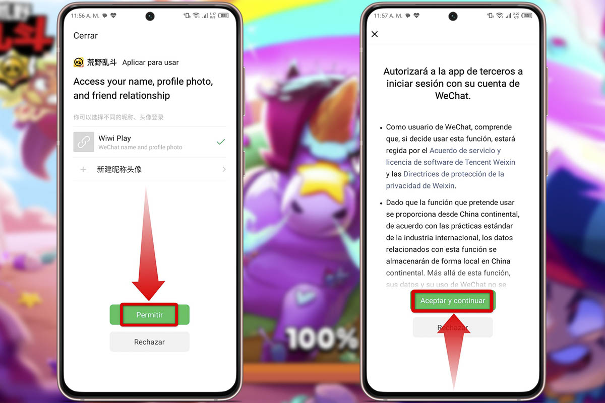 Autoriza a la app de terceros a iniciar sesión con su cuenta de WeChat