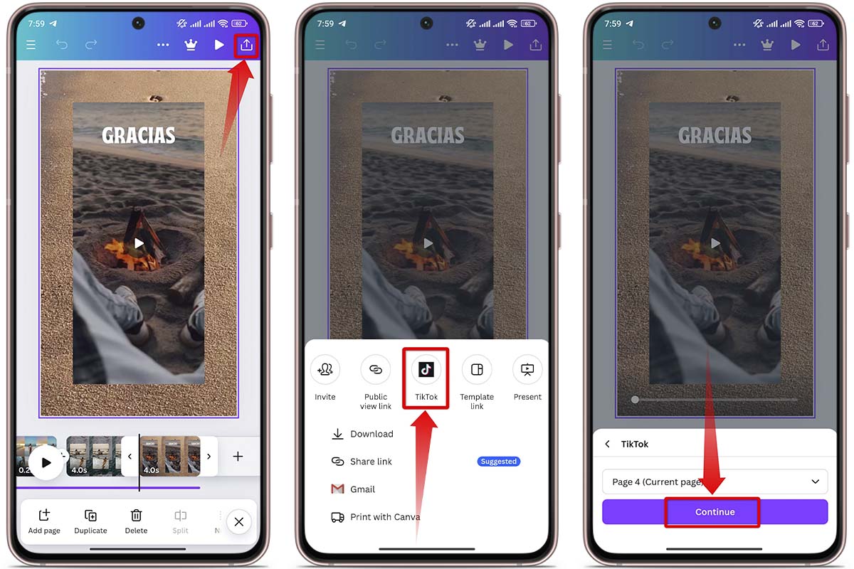 Pasos para crear un vídeo resumen del verano para TikTok desde Canva