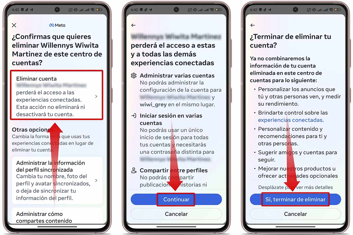Confirma que quieres eliminar tu cuenta de Facebook