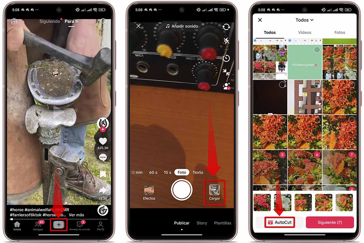 Cómo hacer un vídeo de TikTok con fotos de la galería y música: usa AutoCut