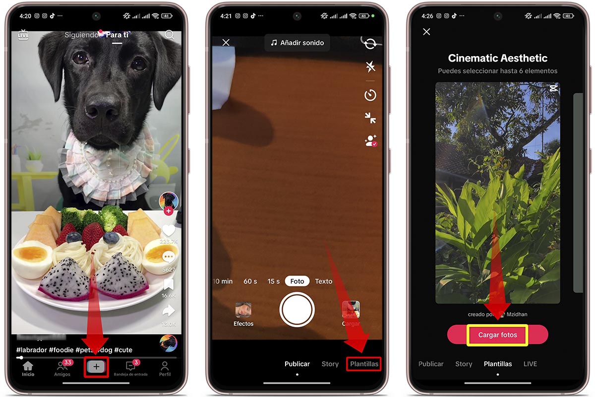 Cómo hacer un vídeo de TikTok con fotos de la galería y música: elige una plantilla