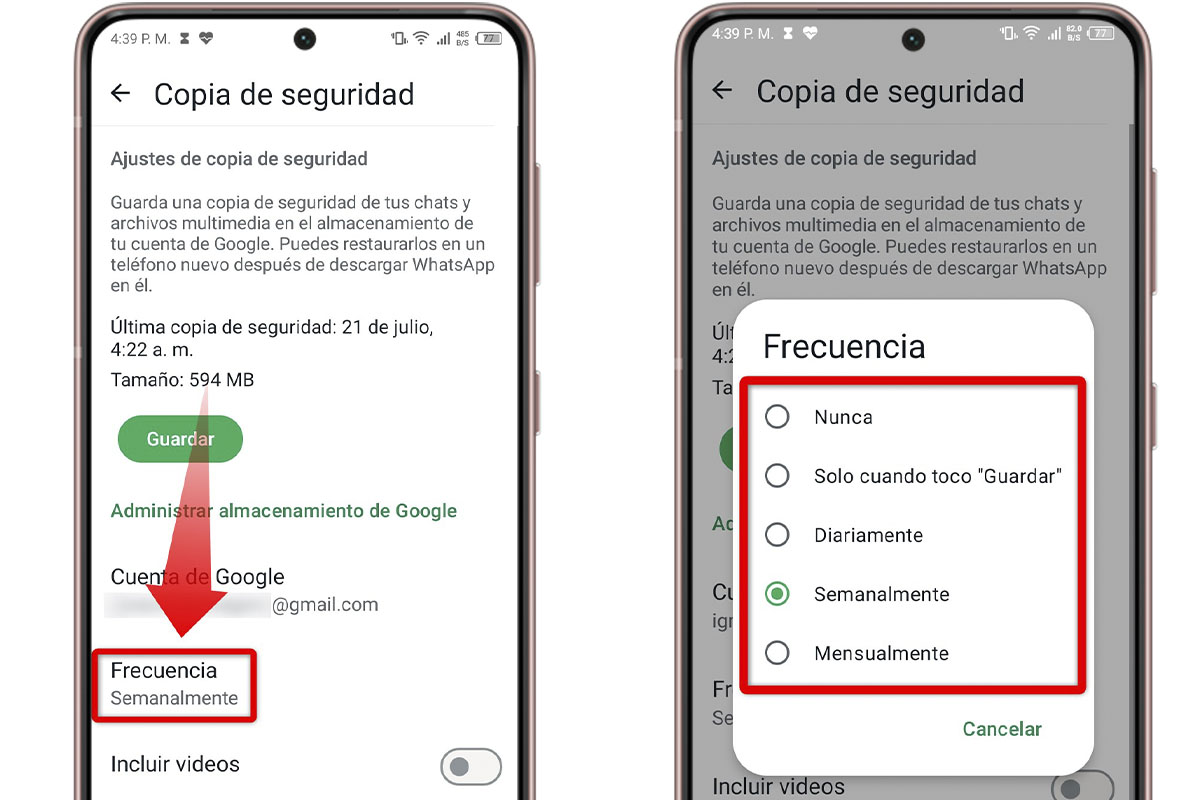 Pasos para programar copias de seguridad automáticas en WhatsApp