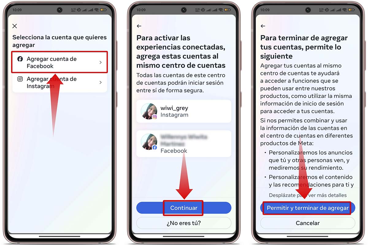 Confirma que quieres vincular tu cuenta de Facebook
