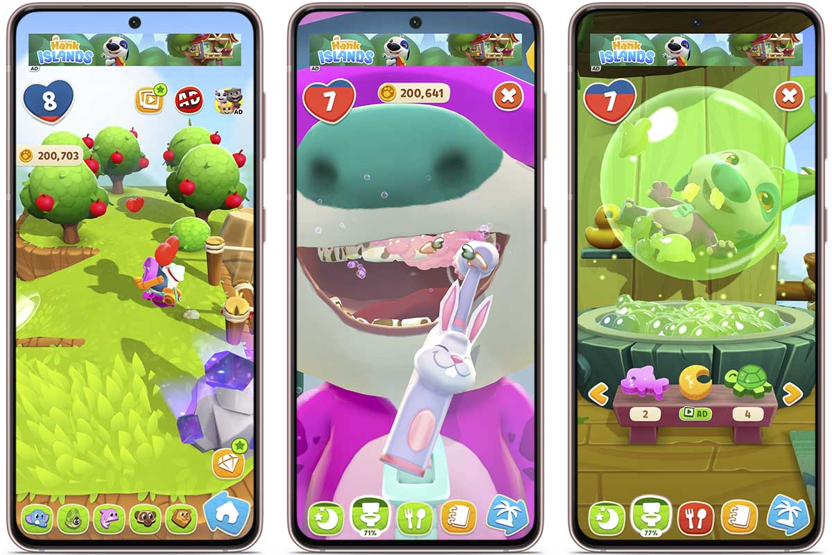 Mecรกnica de juego en 'Mi Talking Hank: Islas'