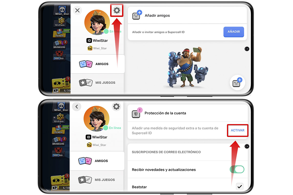 Protección de la cuenta en Brawl Stars
