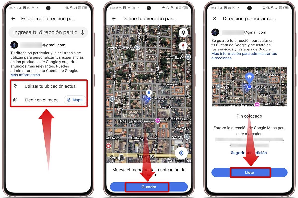 Coloca la dirección de tu nuevo atajo en Google Maps