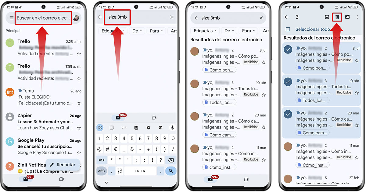 Cómo borrar correos de Gmail: búsqueda avanzada