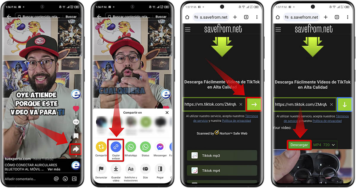 Pasos para descargar vídeos de TikTok sin marca de agua sin aplicaciones