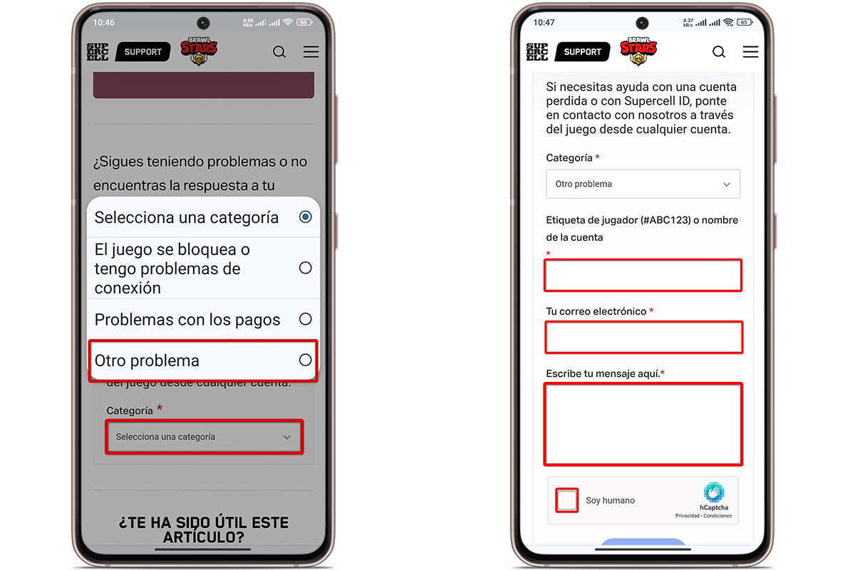 Contacta a Supercell ID desde el móvil