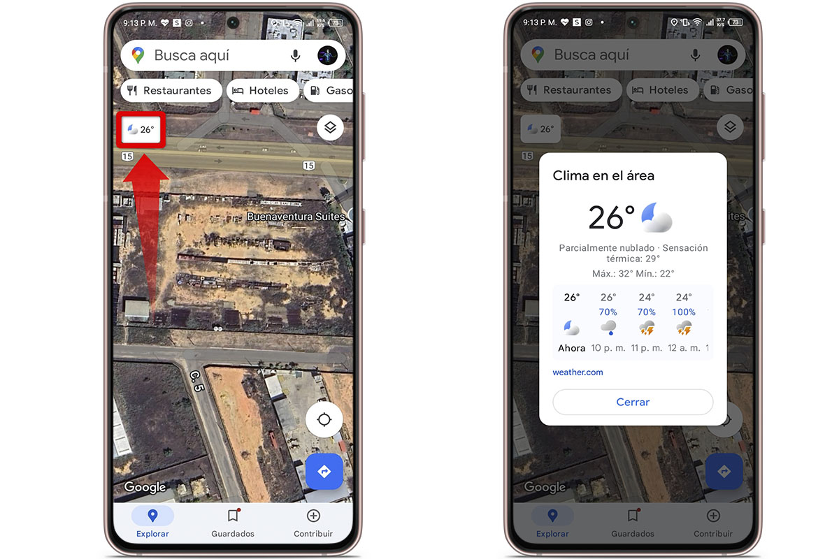 Trucos de Google Maps: consulta el tiempo en tu destino