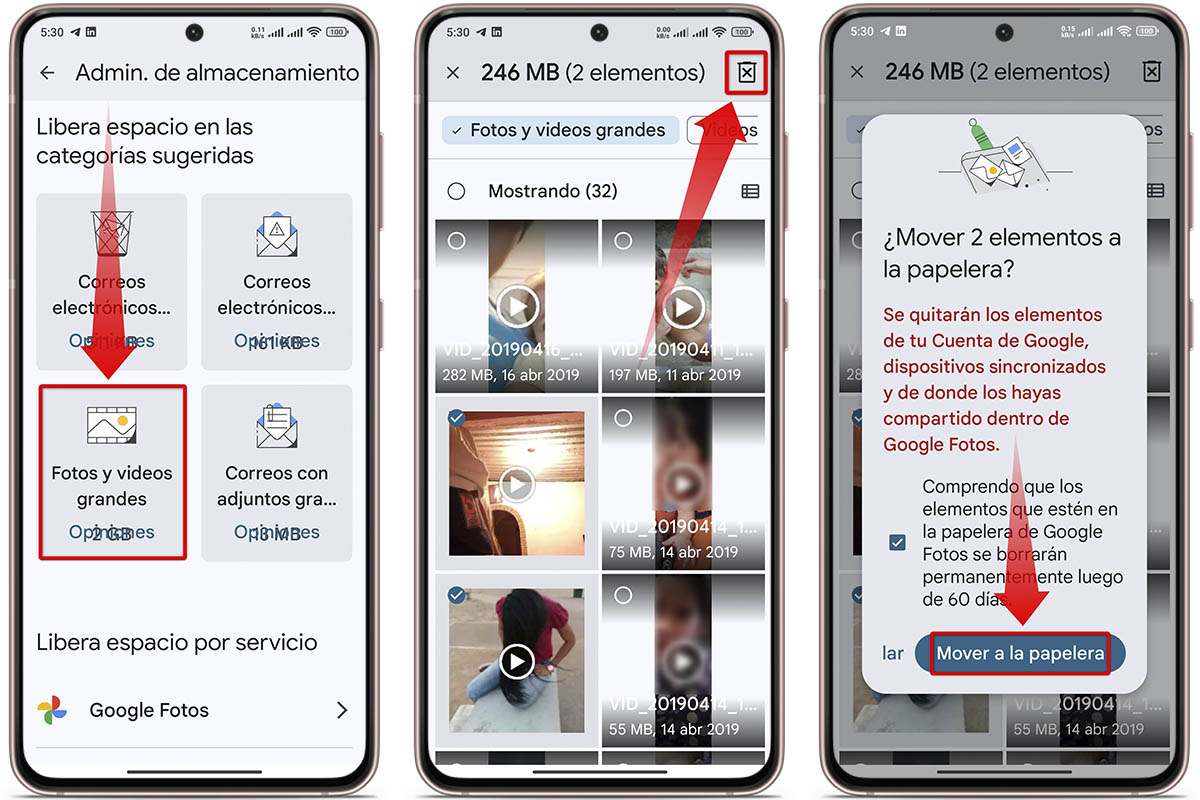 Selecciona los archivos de Drive que quieres borrar