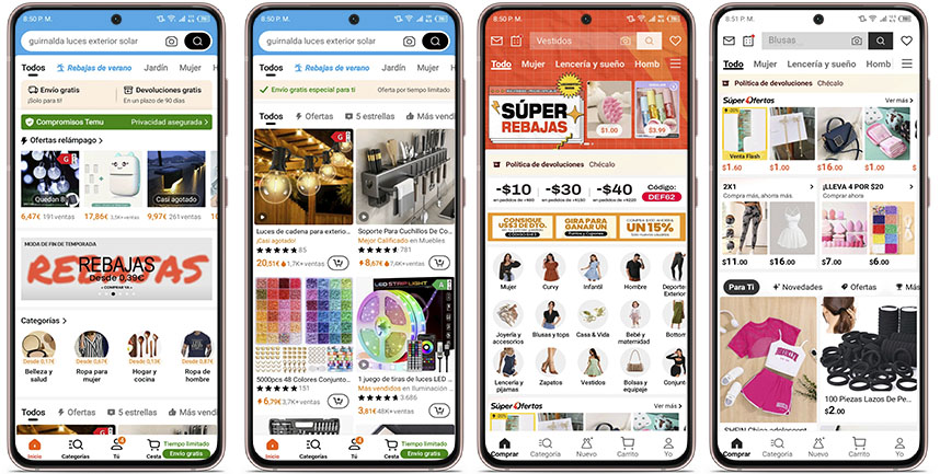 Temu vs Shein: aplicaciones móviles