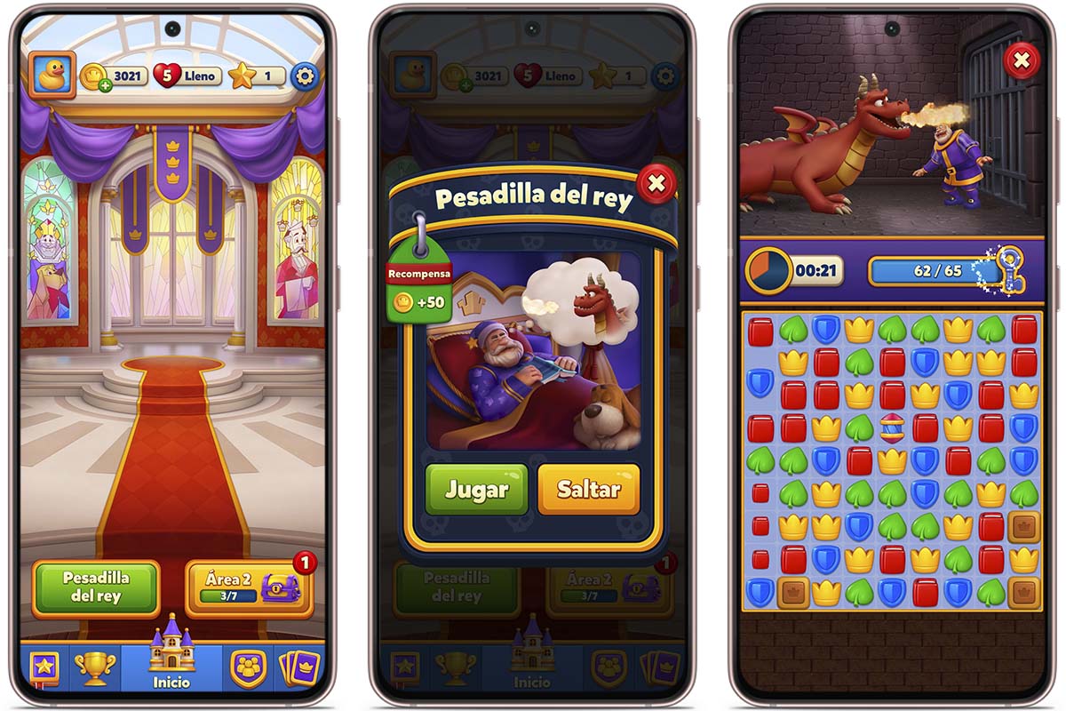 Todos los niveles de Pesadilla del Rey en Royal Match: Área 2. Salón del trono