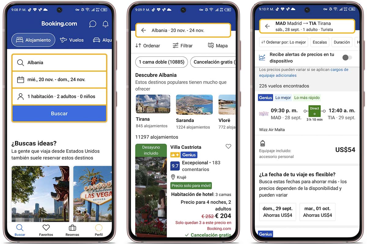Las mejores aplicaciones para viajar por Albania 4 Las mejores aplicaciones para viajar por Albania: Booking