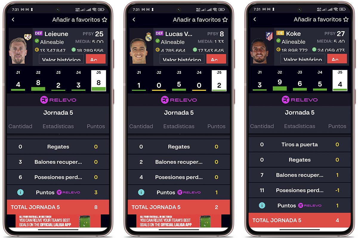 Mejores apps y webs para conocer los puntos Relevo de LaLiga Fantasy: LaLiga Fantasy Oficial