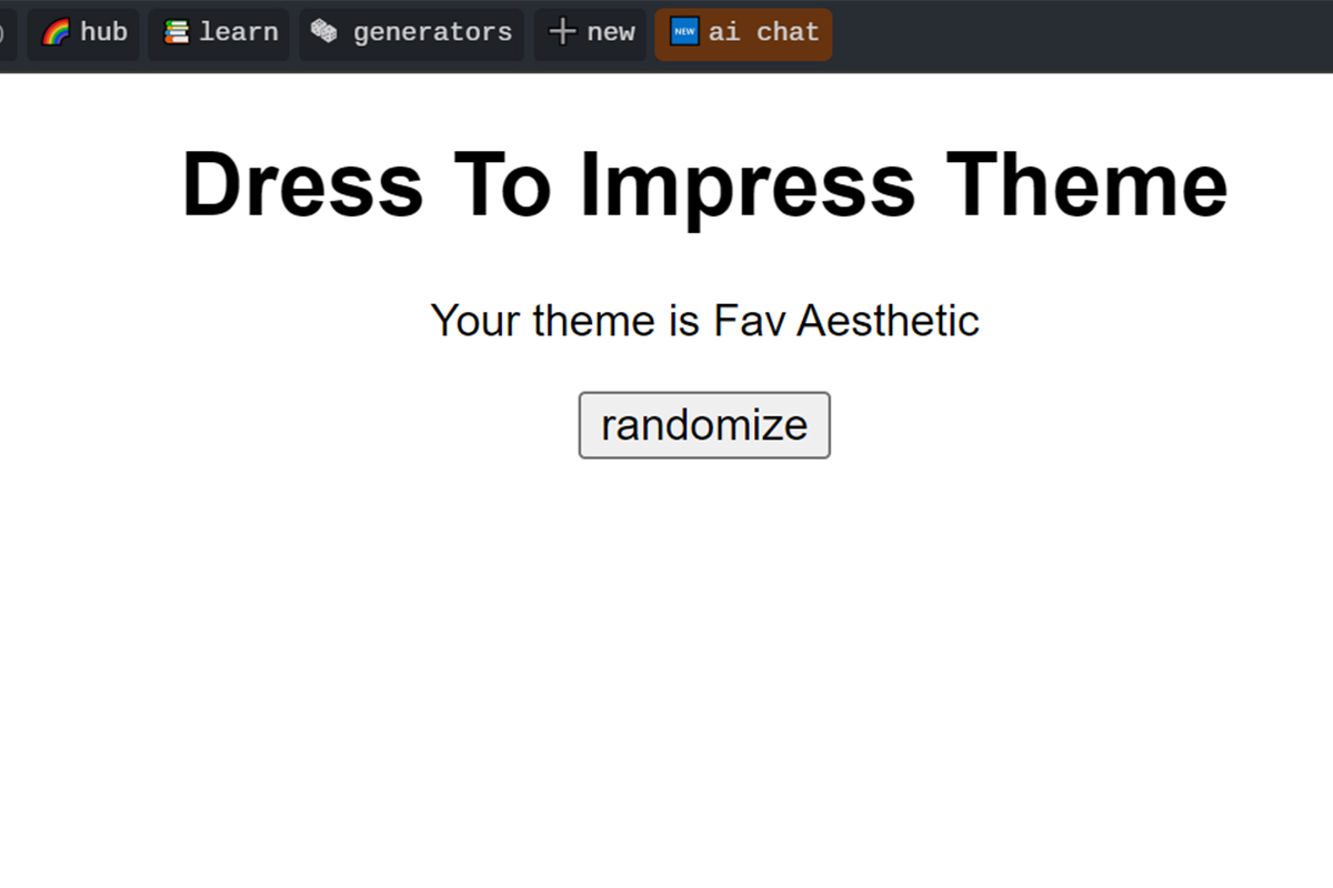 Dress to Impress Themes generator - Perchance