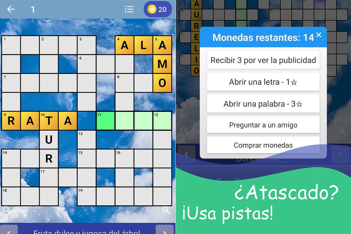 Mejores juegos de móvil para mayores: Crucigrama en español