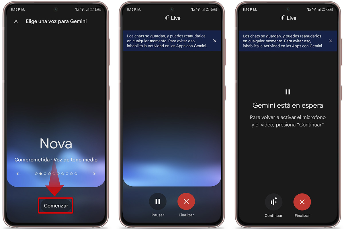 Comienza a hablar con Gemini Live