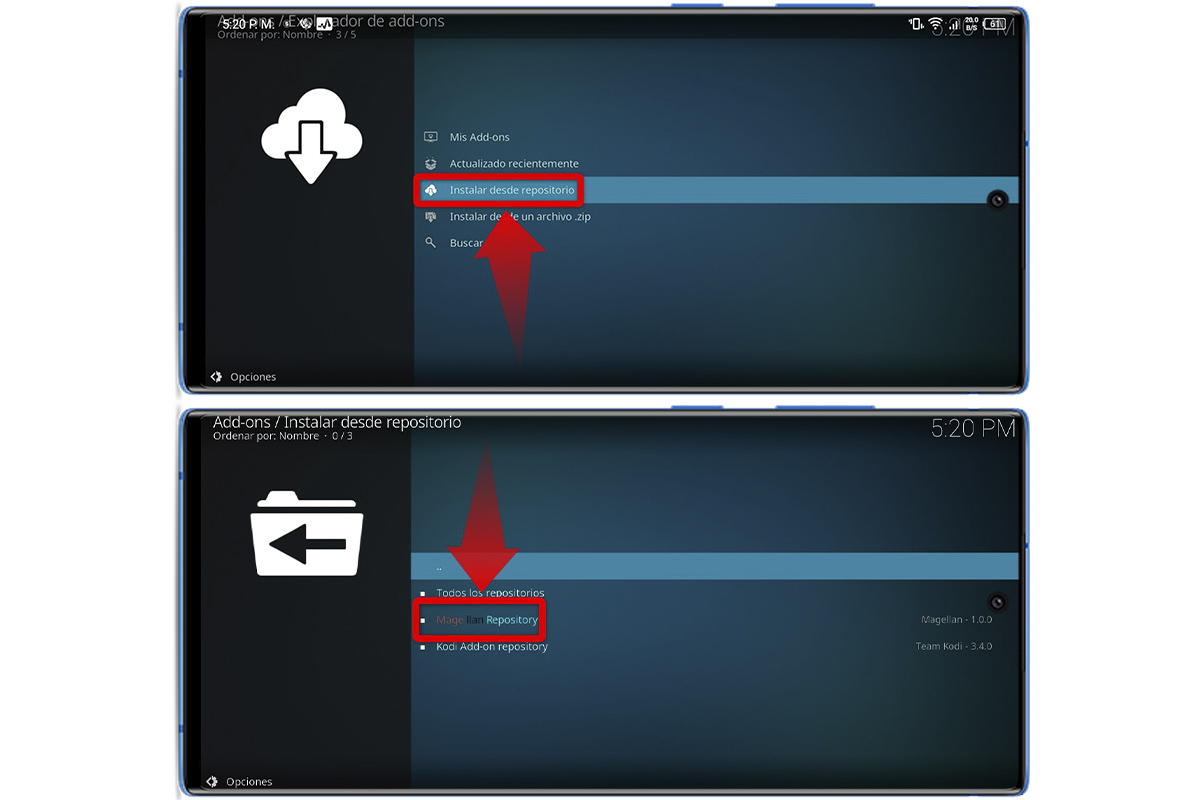Último paso para instalar Magellan en Kodi