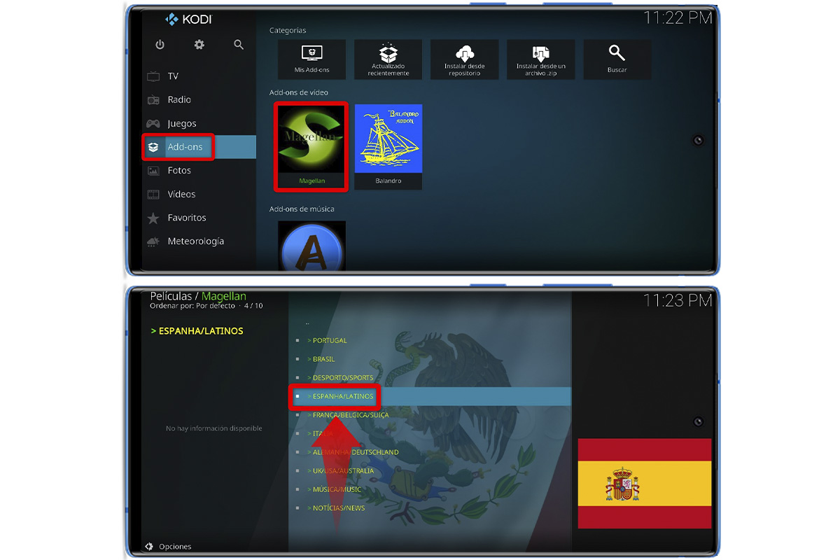 Así puedes ver contenidos en el addon Magellan de Kodi