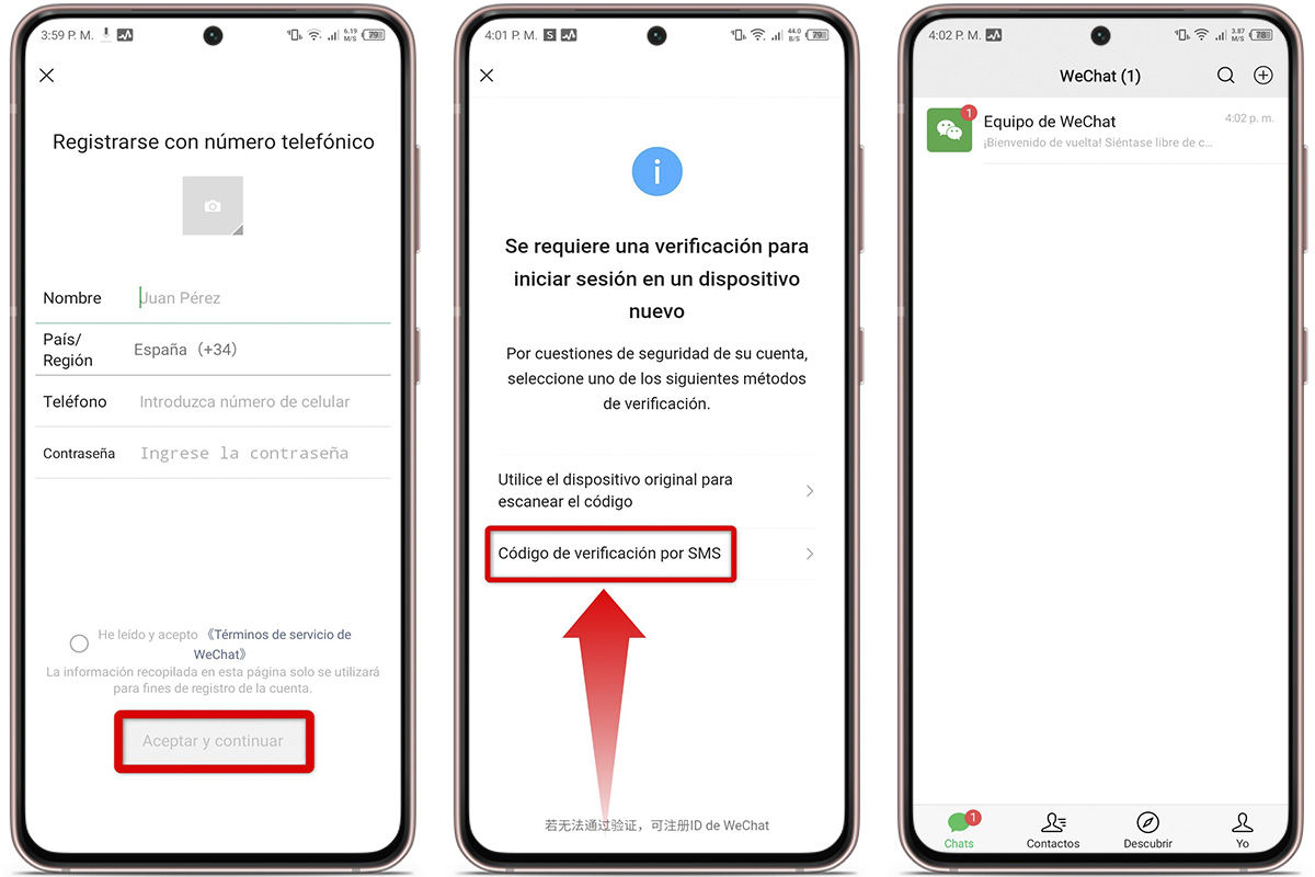 Verifica tu cuenta de WeChat