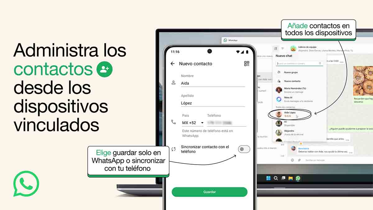 guardar contactos solo en whatsapp