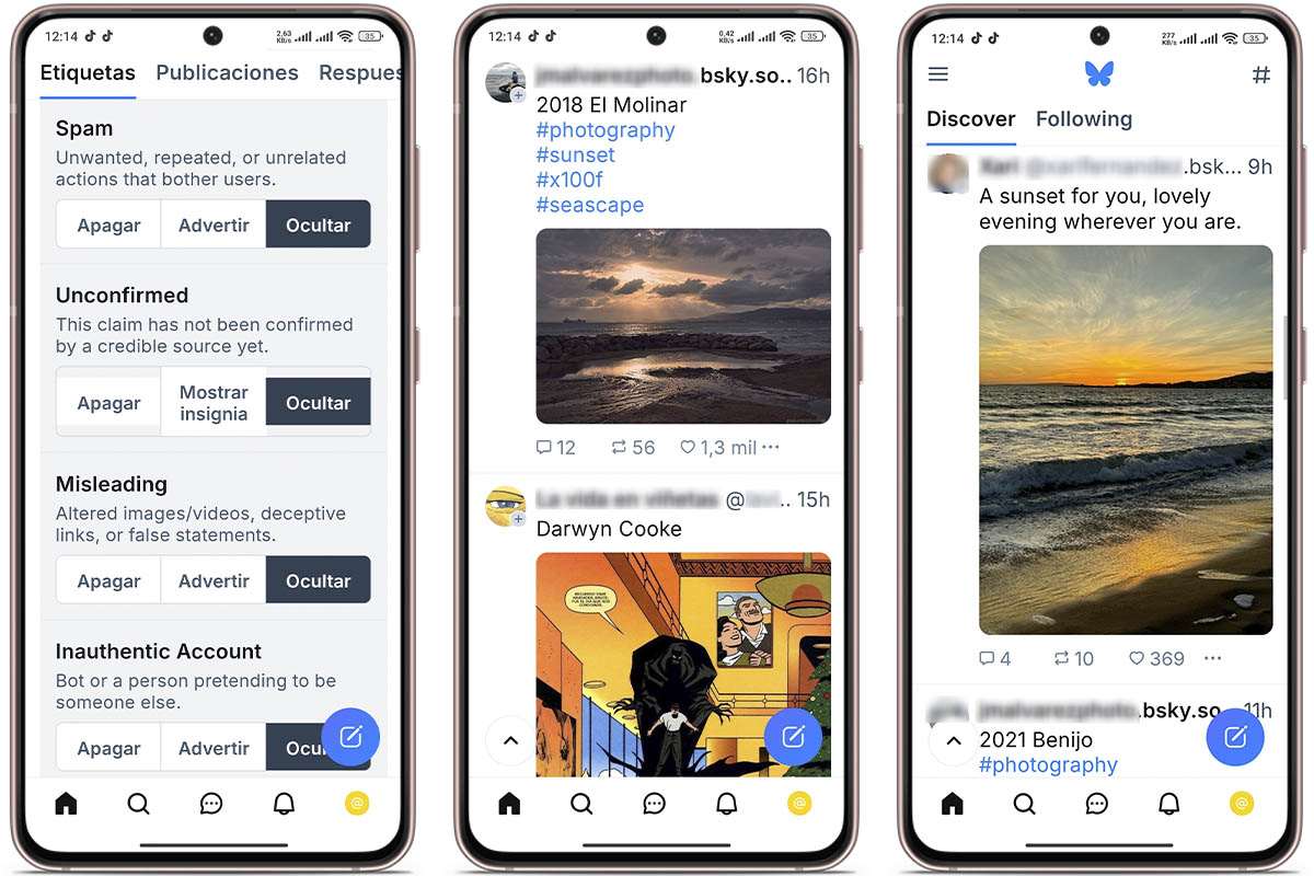 Cómo evitar noticias falsas, violencia y desnudos en Bluesky: configura los filtros según tus necesidades