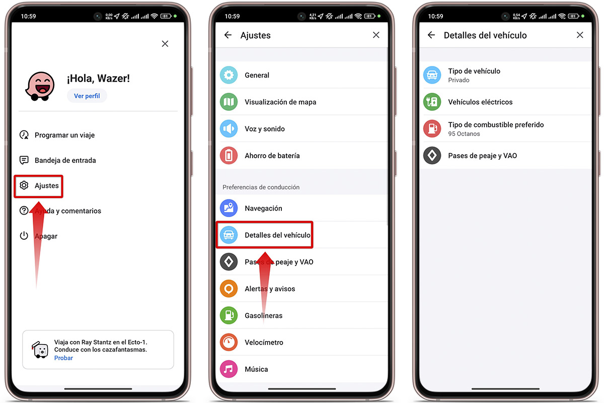 Guía paso a paso de Waze en Español: añade los detalles del vehículo