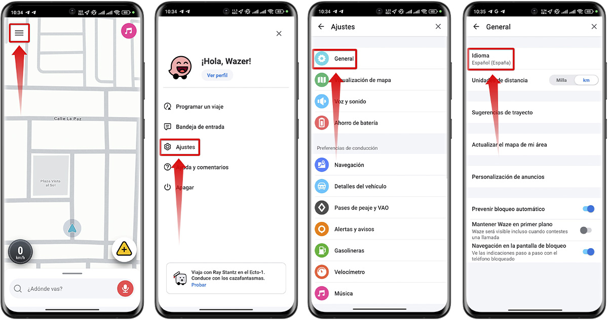 Guía paso a paso de Waze en Español: establece el idioma
