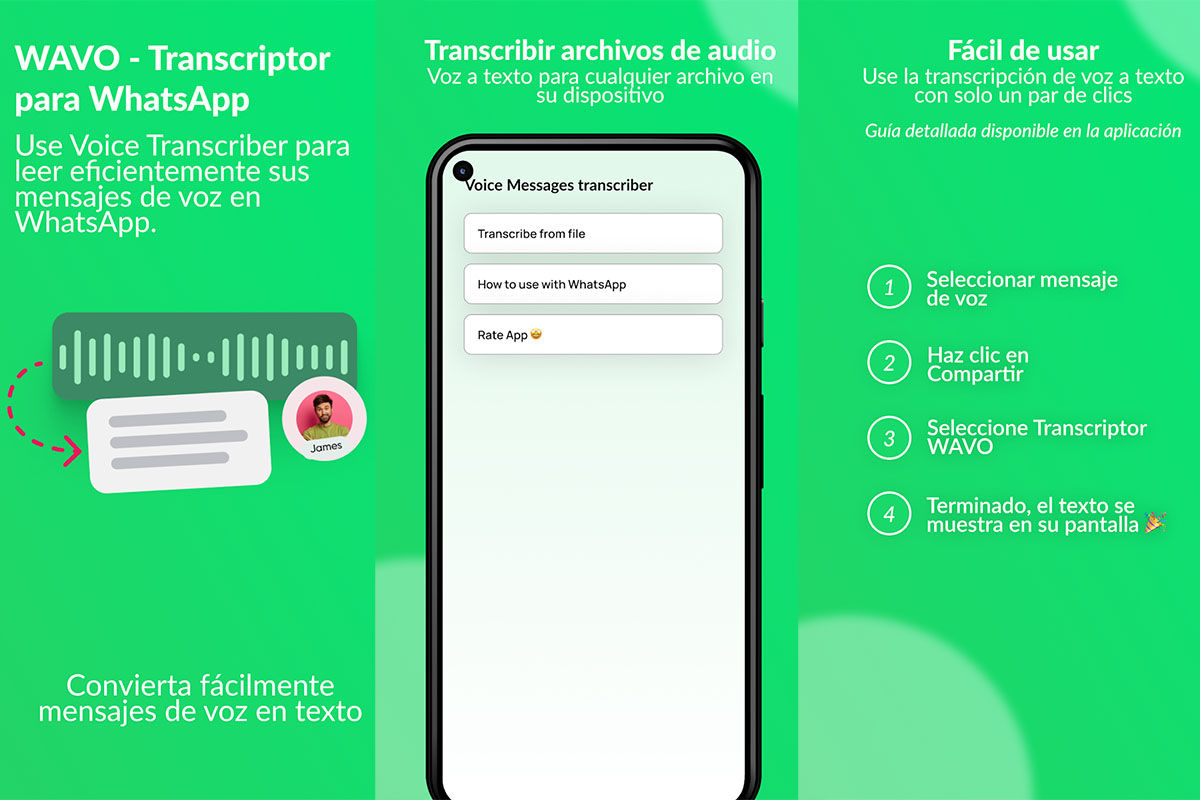 Mejores aplicaciones para transcribir audios en WhatsApp - WAVO Transcriptor por WhatsApp