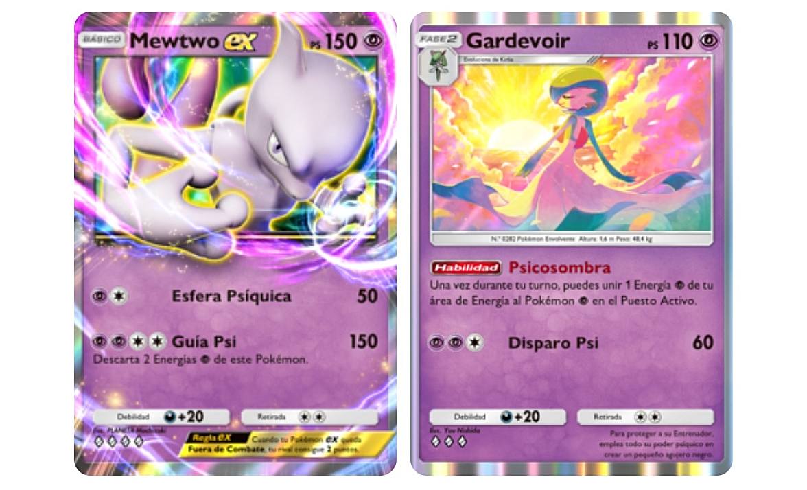 Los mejores decks de JCC Pokémon Pocket para ganar combates 5 mewtwo ex y gardevoir