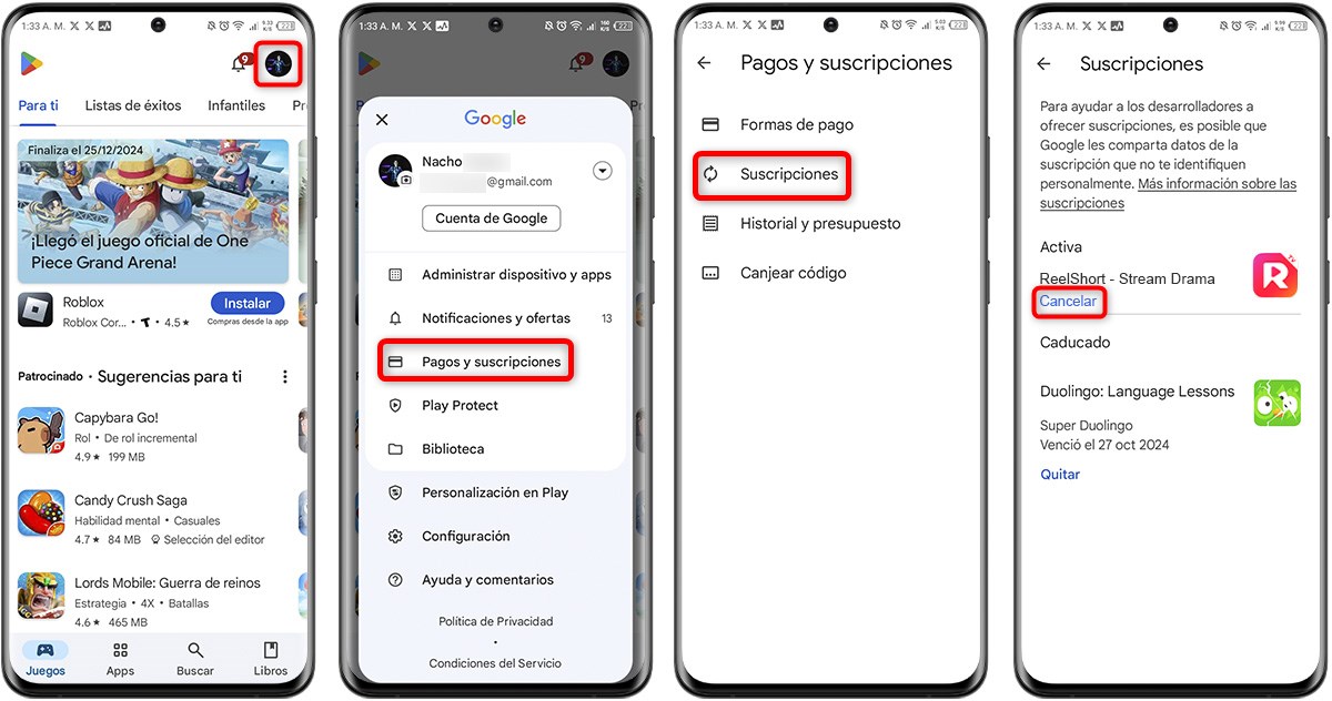 Cancelar suscripción en ReelShort desde Android