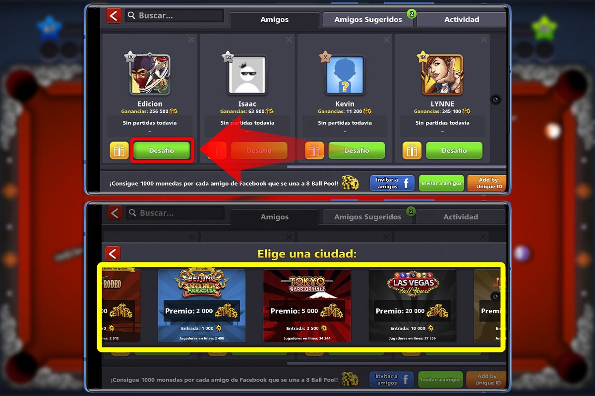 Cómo armar una partida 8 Ball Pool paso a paso