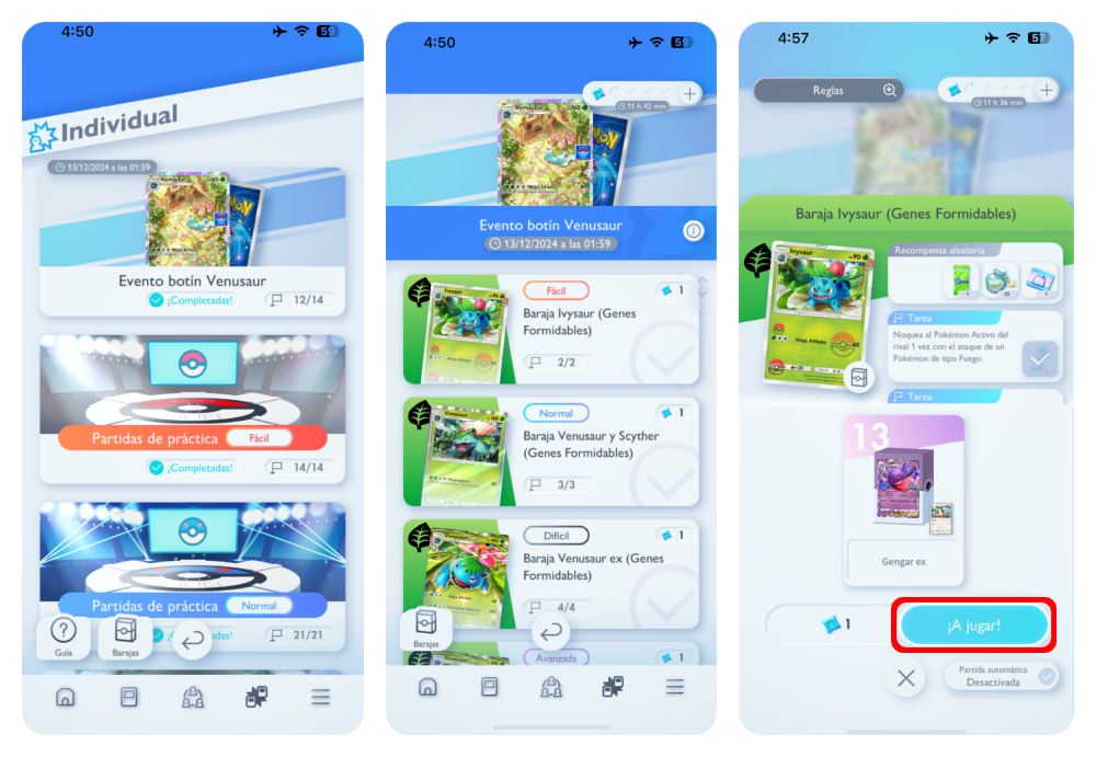 jugar evento botin venusaur jcc pokemon pocket