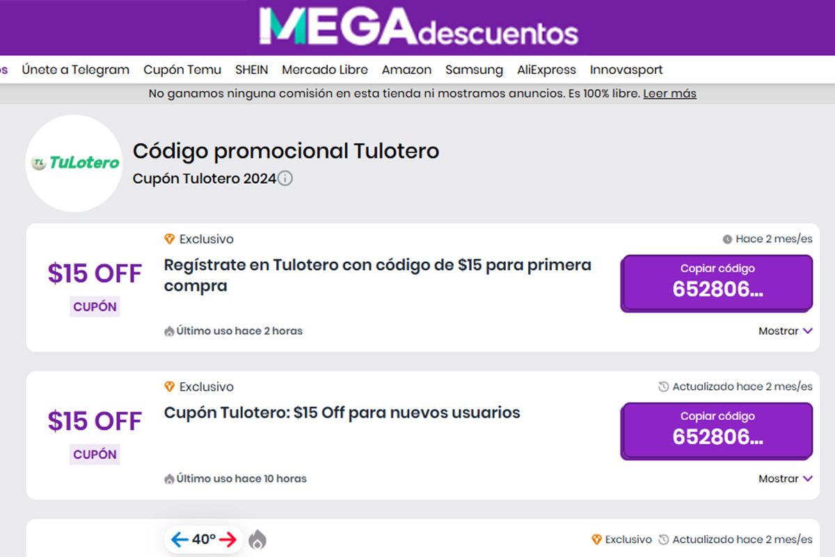 Mejores páginas web para encontrar códigos promocionales para la app TuLotero - Megadescuentos