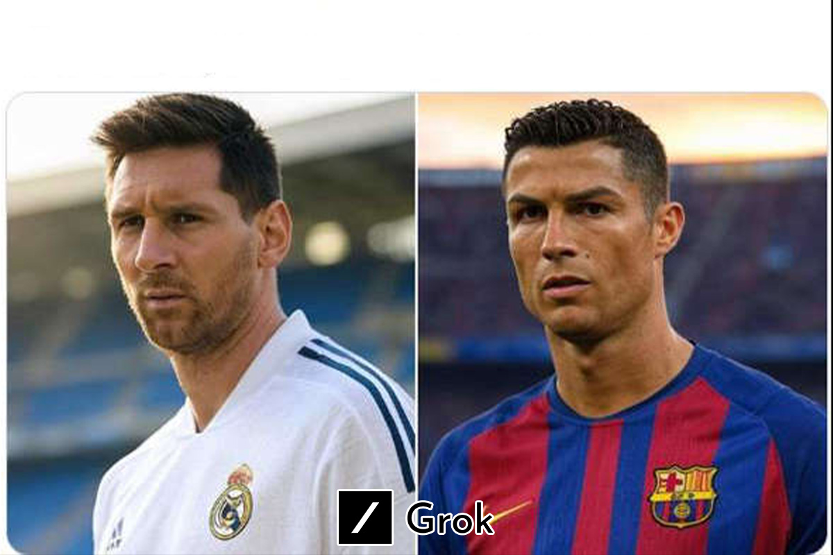 Messi y Cristiano, cambiando camisetas