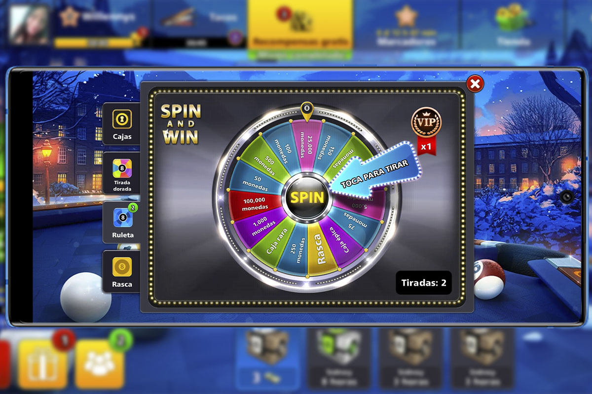Trucos para ganar siempre en 8 Ball Pool - Gira la ruleta