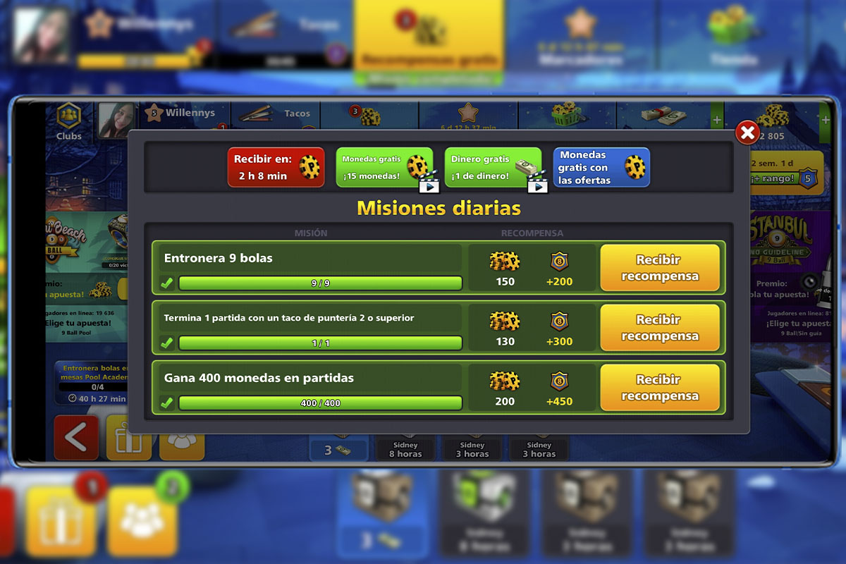 Trucos para ganar siempre en 8 Ball Pool - Haz misiones diarias