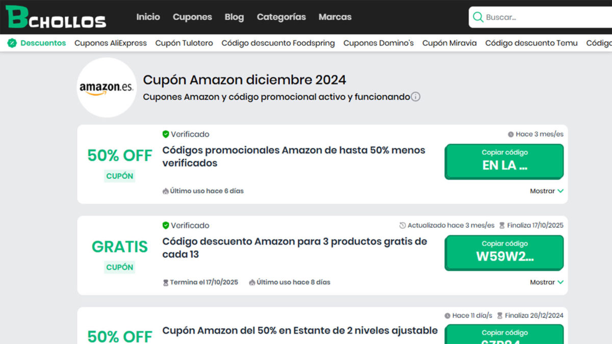 Páginas web para encontrar código de promoción y descuento en Amazon - Bchollos.es