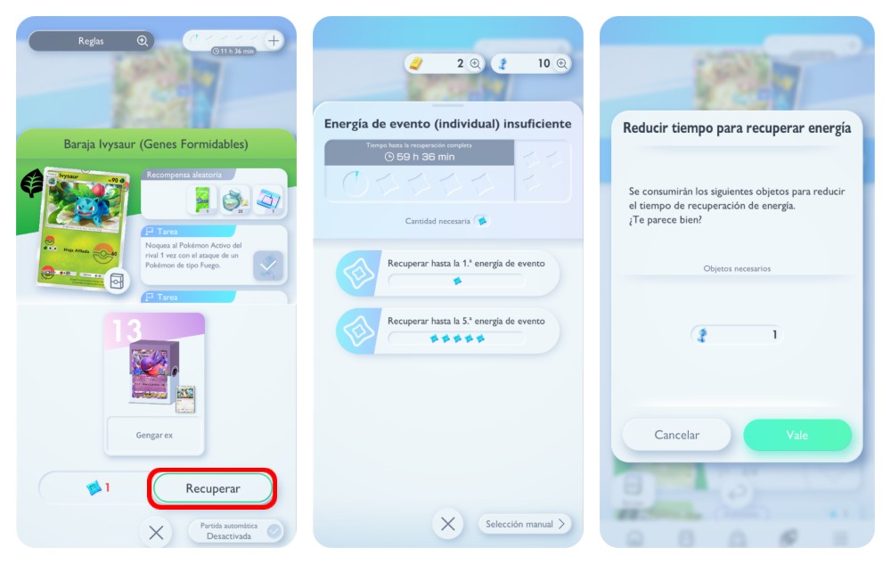 Cómo conseguir energías de eventos para jugar el evento botín Venusaur de JCC Pokémon Pocket