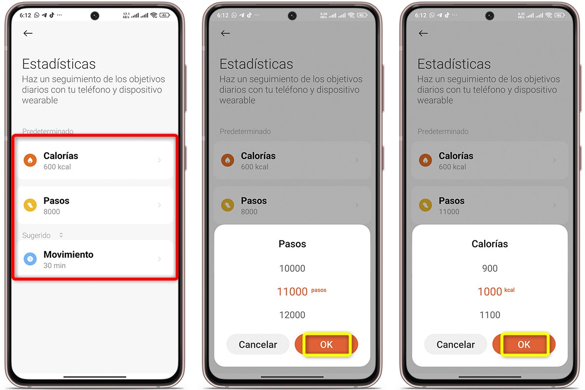 Modifica el objetivo de tu preferencia