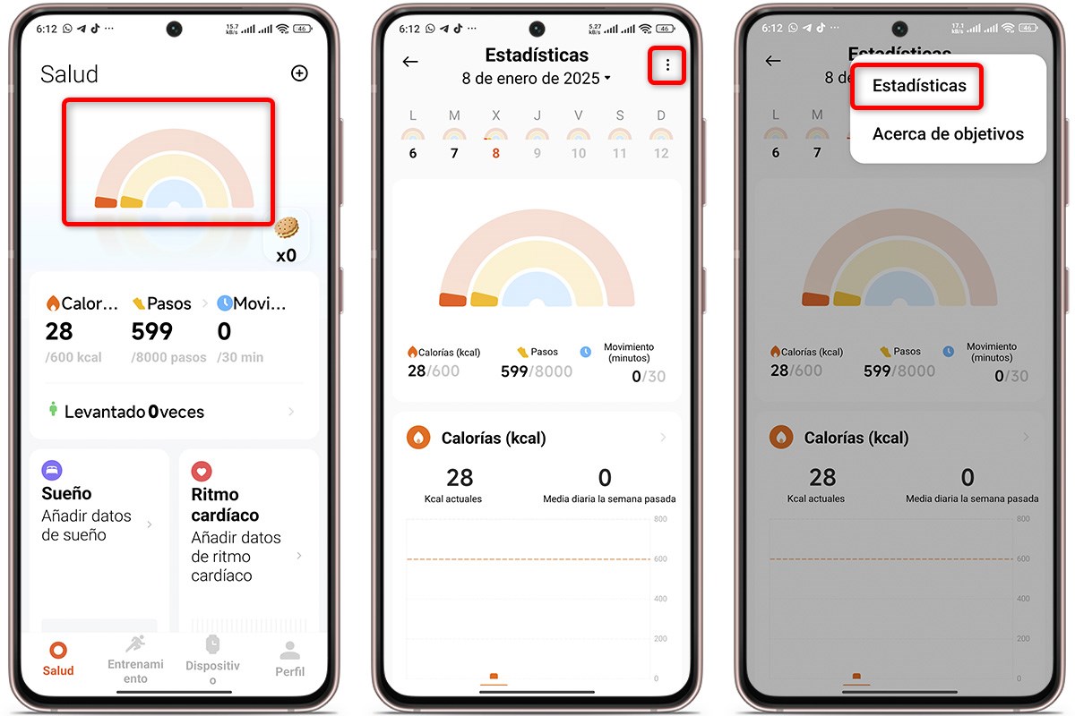 Así puedes cambiar los objetivos diarios en Mi Fitness