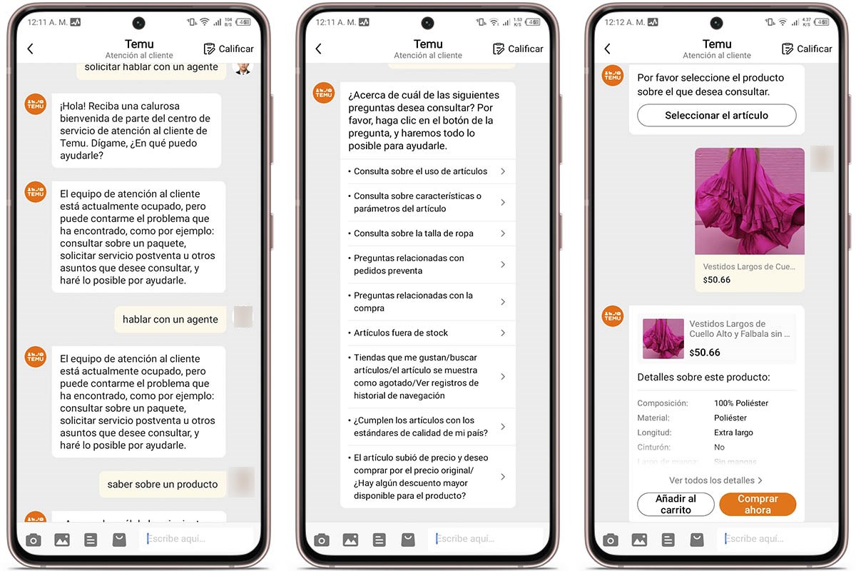 Contactar con Atención al Cliente en Temu - Chat en línea