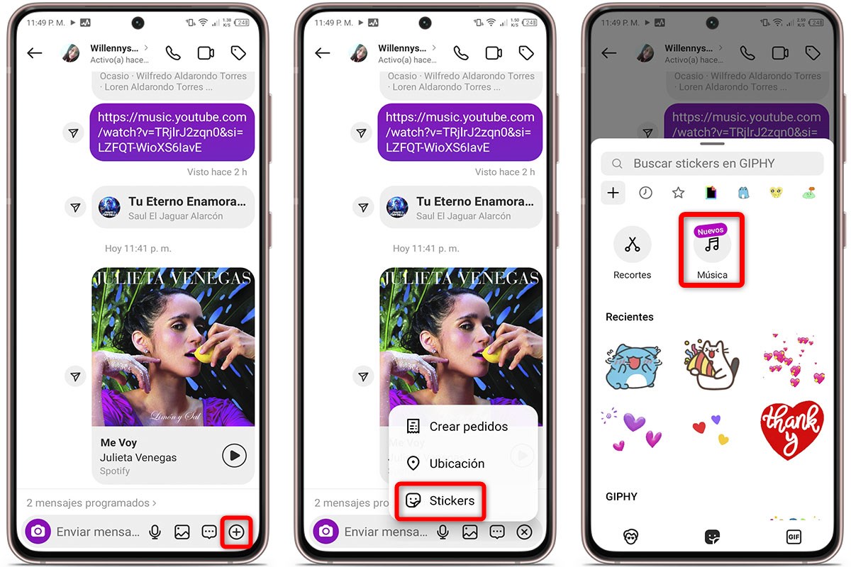 Nueva función para enviar música por mensaje en Instagram