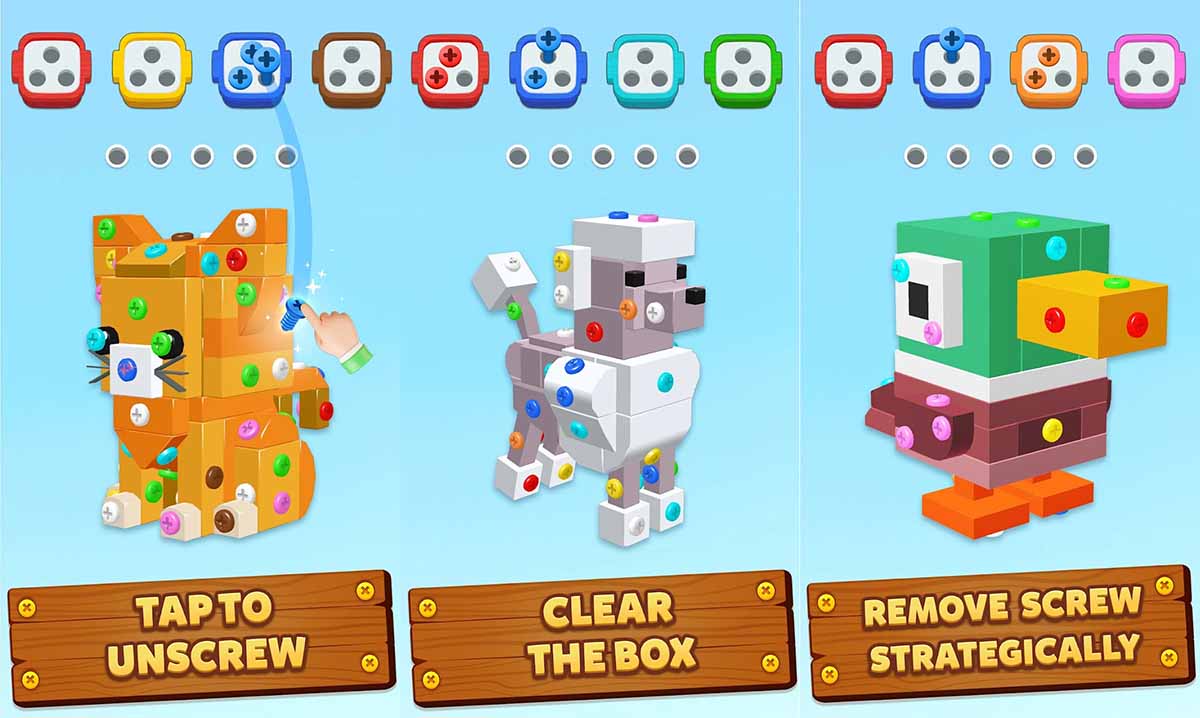 juegos de destornilladores, tornillos y tuercas movil