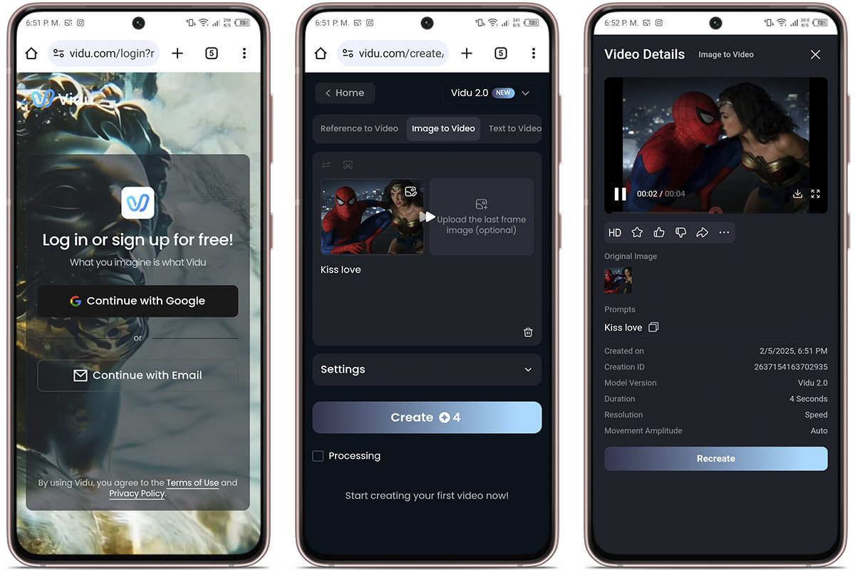 Cómo crear montajes graciosos de besos con IA en vídeo y gratis - Vidu