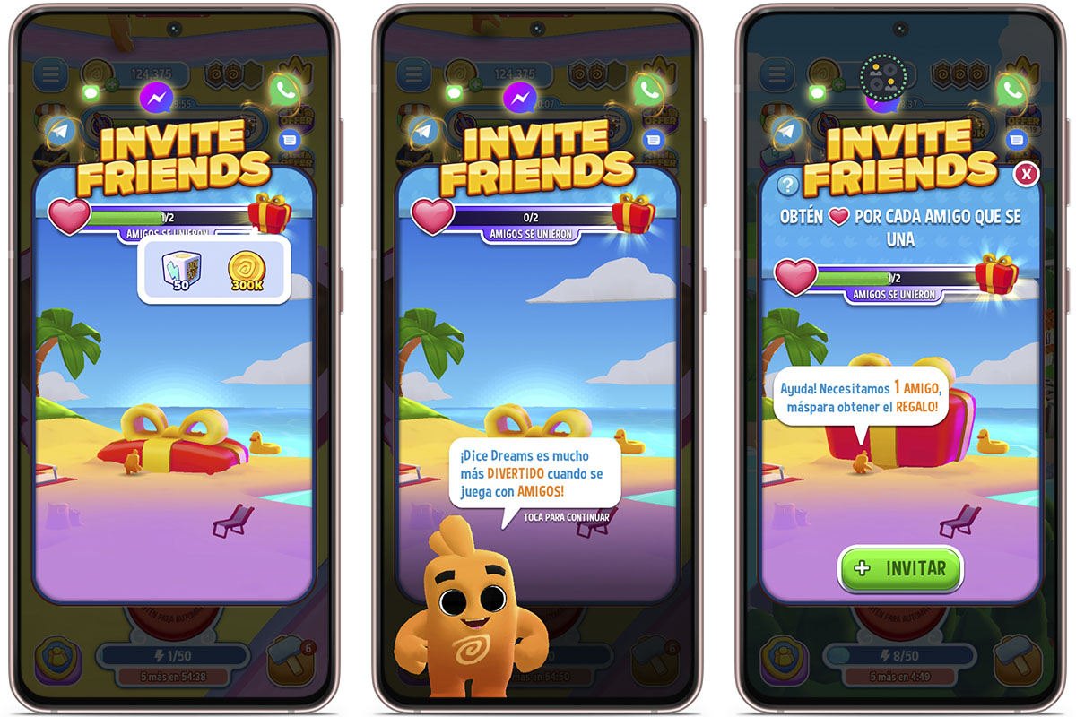 Trucos para conseguir tiradas y monedas gratis en Dice Dreams - Invita a tus amigos